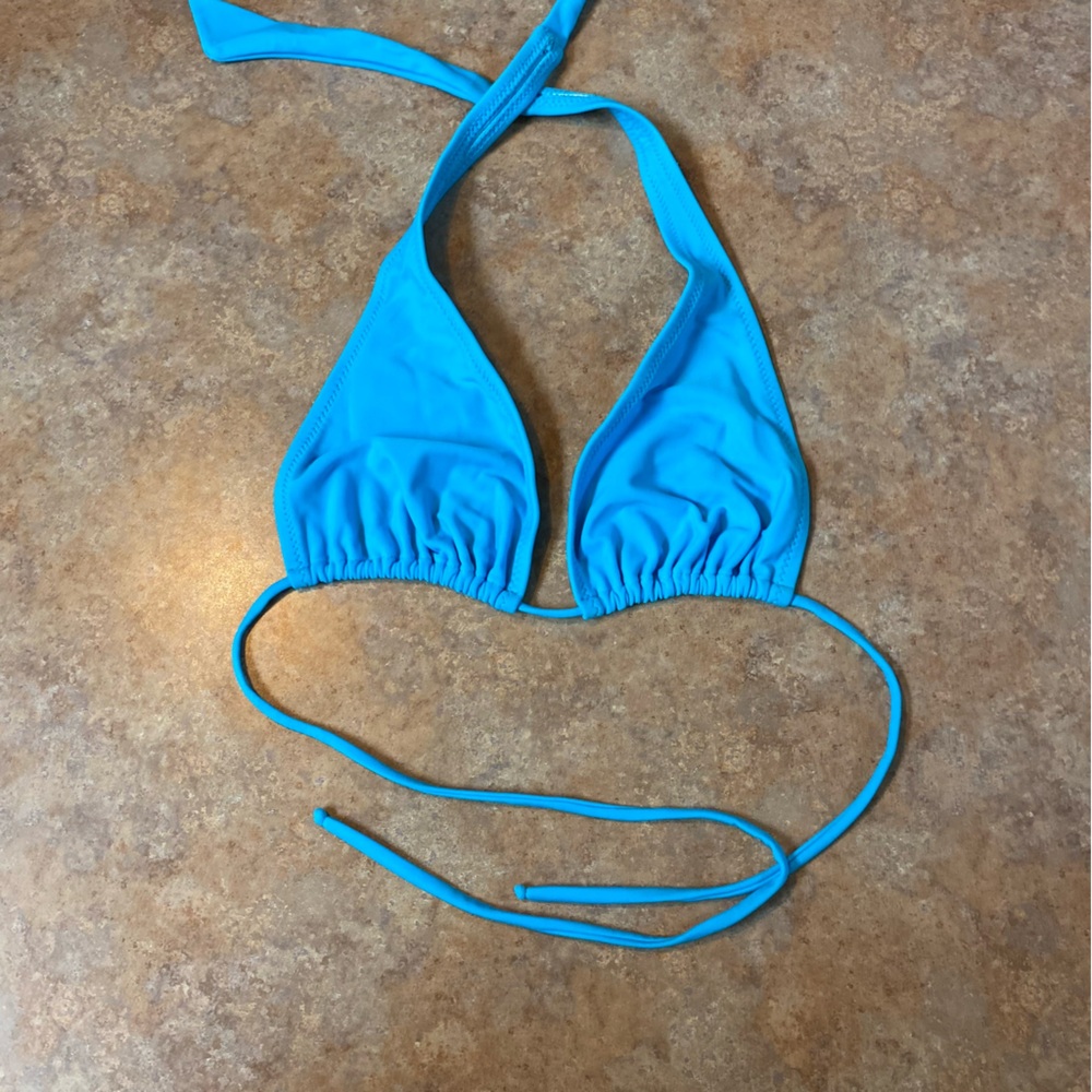 Ocean Blue Triangle Bikini Top Basic Solid Bright Swimsuit XS Women’s Like New